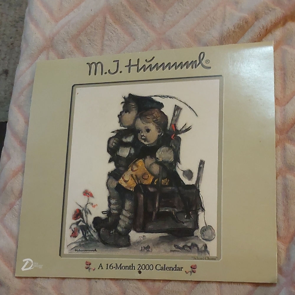 M.J. Hummel 2000 Calendar Cover Art - Cream & Black Illustration